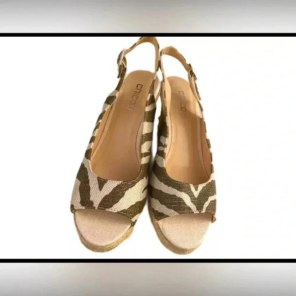CHICO’S Zebra Print Sandals Women’s Simon Espadrille Wedge Slingback Heels 9 - Picture 4 of 14